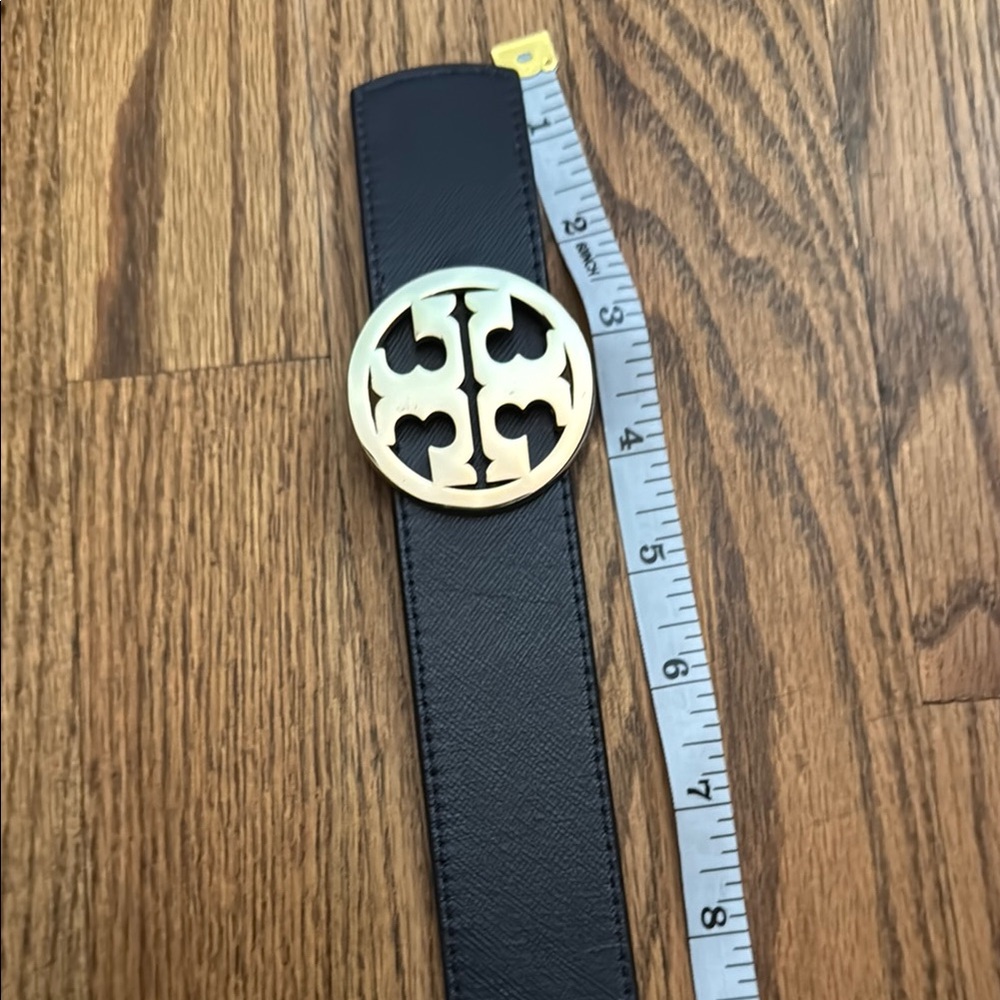 Black Leather Belt with Gold Buckle